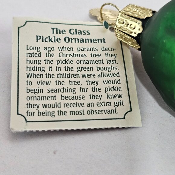 Old World Christmas Pickle Ornament 3" blown glass green holiday 1990s nostalgia - Picture 2 of 7